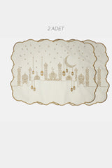 Ramazan Temalı Nakışlı Hilal Desenli Amerikan Servis 2 Adet