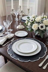 Petal Siyah Suni Deri Nakışlı Amerikan Servis 2 Adet