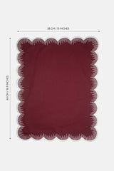 Scallop Dikdörtgen Bordo Kumaş Nakışlı Amerikan Servis 2 Adet