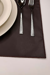 Block Kahverengi Suni Deri Nakışlı Amerikan Servis 2 Adet