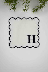 H Harfi Siyah Nakışlı Monogram Patch Kumaş Kokteyl Peçetesi 1 Adet - Decofav | Kırlent, Sofra Tekstili, Kumaş