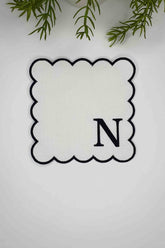 N Harfi Siyah Nakışlı Monogram Patch Kumaş Kokteyl Peçetesi 1 Adet - Decofav | Kırlent, Sofra Tekstili, Kumaş