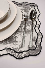 Tableau Gri Toile Desenli Nakışlı Amerikan Servis 2 Adet