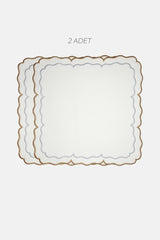 Royal Beyaz Suni Deri Nakışlı Amerikan Servis 2 Adet