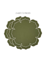 Petra Yeşil Kumaş Nakışlı Amerikan Servis 40x40cm - 2 Adet