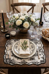 Tableau Gri Toile Desenli Nakışlı Amerikan Servis 2 Adet