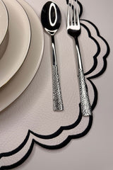 Bloom Beyaz Suni Deri Nakışlı Amerikan Servis 2 Adet