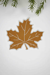 Yaprak Form Beyaz Nakışlı Hardal Kumaş Kokteyl Peçetesi 1 Adet