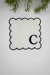 C Harfi Siyah Nakışlı Monogram Patch Kumaş Kokteyl Peçetesi 1 Adet - Decofav | Kırlent, Sofra Tekstili, Kumaş