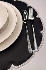 Petal Siyah Suni Deri Nakışlı Amerikan Servis 2 Adet