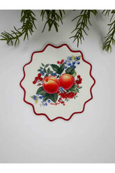 Peach & Berry Charm Desenli Nakış Kenar Kokteyl Peçetesi 1 Adet