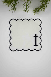 İ Harfi Siyah Nakışlı Monogram Patch Kumaş Kokteyl Peçetesi 1 Adet - Decofav | Kırlent, Sofra Tekstili, Kumaş