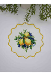 Fresh Lemon Delight Desenli Nakış Kenar Kokteyl Peçetesi 1 Adet