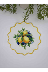 Fresh Lemon Delight Desenli Nakış Kenar Kokteyl Peçetesi 1 Adet