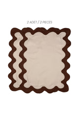 Marea Kahve Bej Kumaş Dalga Form Amerikan Servis 43x35 - 2 Adet