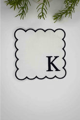 K Harfi Siyah Nakışlı Monogram Patch Kumaş Kokteyl Peçetesi 1 Adet - Decofav | Kırlent, Sofra Tekstili, Kumaş