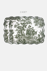 Tableau Yeşil Toile Desenli Nakışlı Amerikan Servis 2 Adet