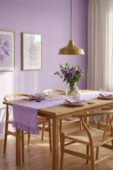 Dekoratif Fırfırlı Lila Runner – Su İtici Pamuk Karışımlı 140x45 cm