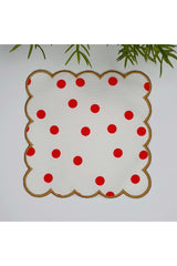 Kırmızı Puan Desenli Nakış Kenar Kokteyl Peçetesi 1 Adet