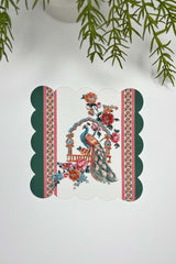 Etnik Bordürlü ve Tavuskuşu Tasarımlı Lazer Kesim Kokteyl Peçetesi 1 Adet