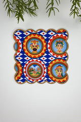 Baci Sicily Italian Style Geometric Design Embroidered Edge Cocktail Napkin 1 Piece