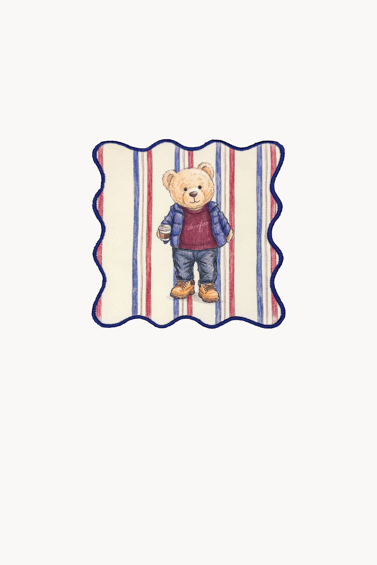 Çizgili Teddy Ayıcık Nakışlı Kokteyl Peçeteleri 2 Adet