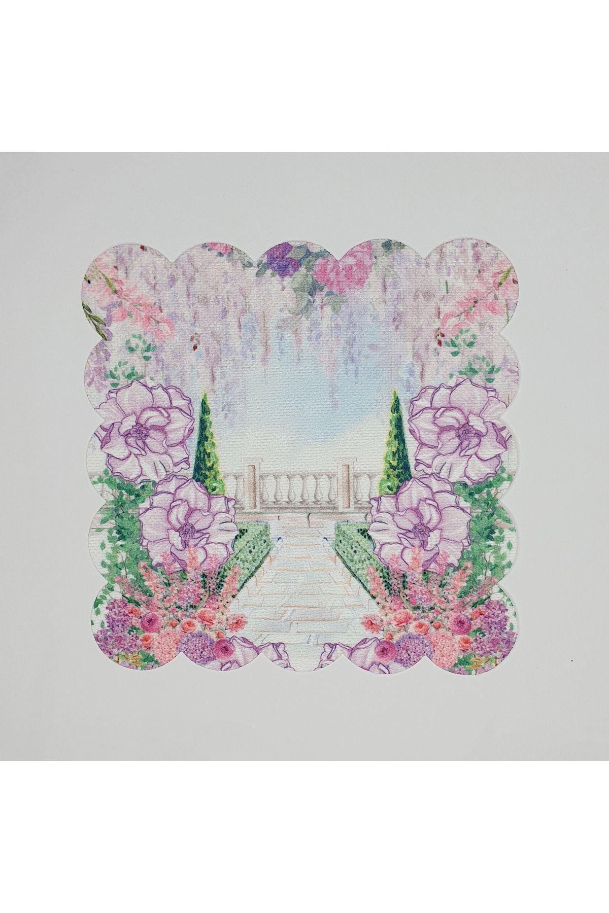 Romantik Çiçekler ve Saray Desenli Lazer Kesim Kokteyl Peçetesi