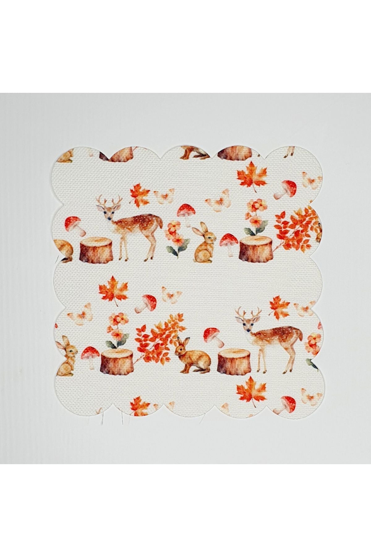 Sulu Boya Geyik Tavşan Sonbahar Desenli Lazer Kesim Yıkanabilir Kokteyl Peçetesi