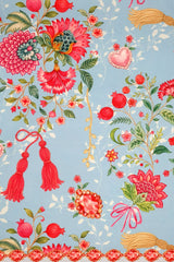Love Bloom Kalpli Mavi Çiçekler Tasarımlı Masa Örtüsü - 130x204cm