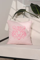 Pink Roar Soyut Kaplan Baş Desenli Kırlent Kılıfı – 43x43cm