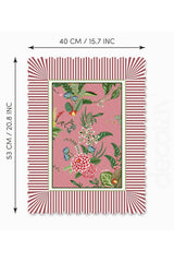 Bordo Çizgi Dekoratif Botanik Çiçekler Tasarımlı Lazer Kesim Fırın Örtüsü 40x53cm