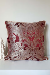 Jakarlı Bordo Lüks Fitilli Kırlent Kılıfı 43x43cm