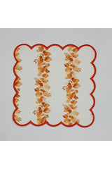 Sonbahar Şerit Yaprak Desenli Kenarı Nakışlı Kokteyl Peçetesi