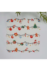 Yılbaşı Süsleme Desenli Dijital Baskılı Lazer Kesim Yıkanabilir Kokteyl Peçetesi