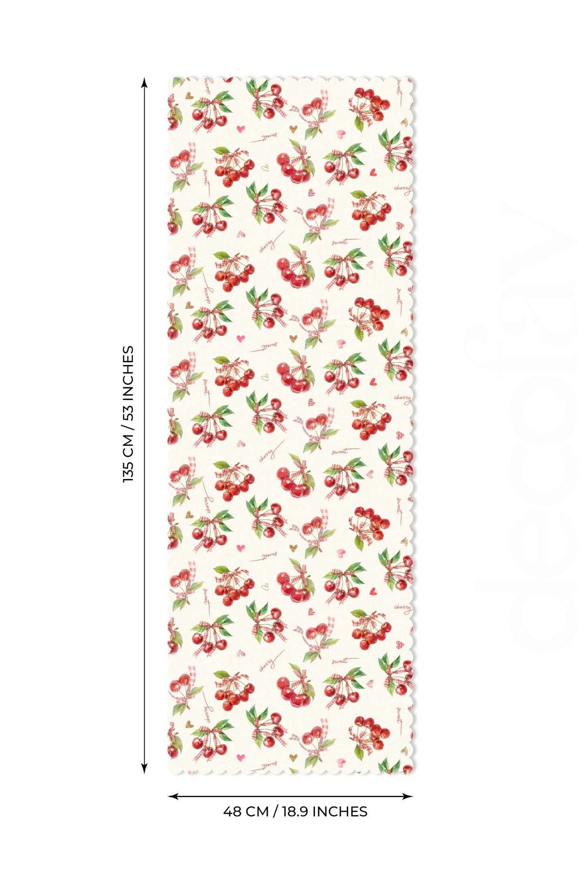 Sulu Boya Sulu Boya Kirazlar ve Yazılar Lazer Kesim Dikişsiz Lazer Kesim Runner - 48x135cm