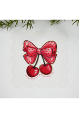 Fiyonklu Vişne ve Slogan Tasarımlı Kumaş Kokteyl Peçetesi 1 Adet