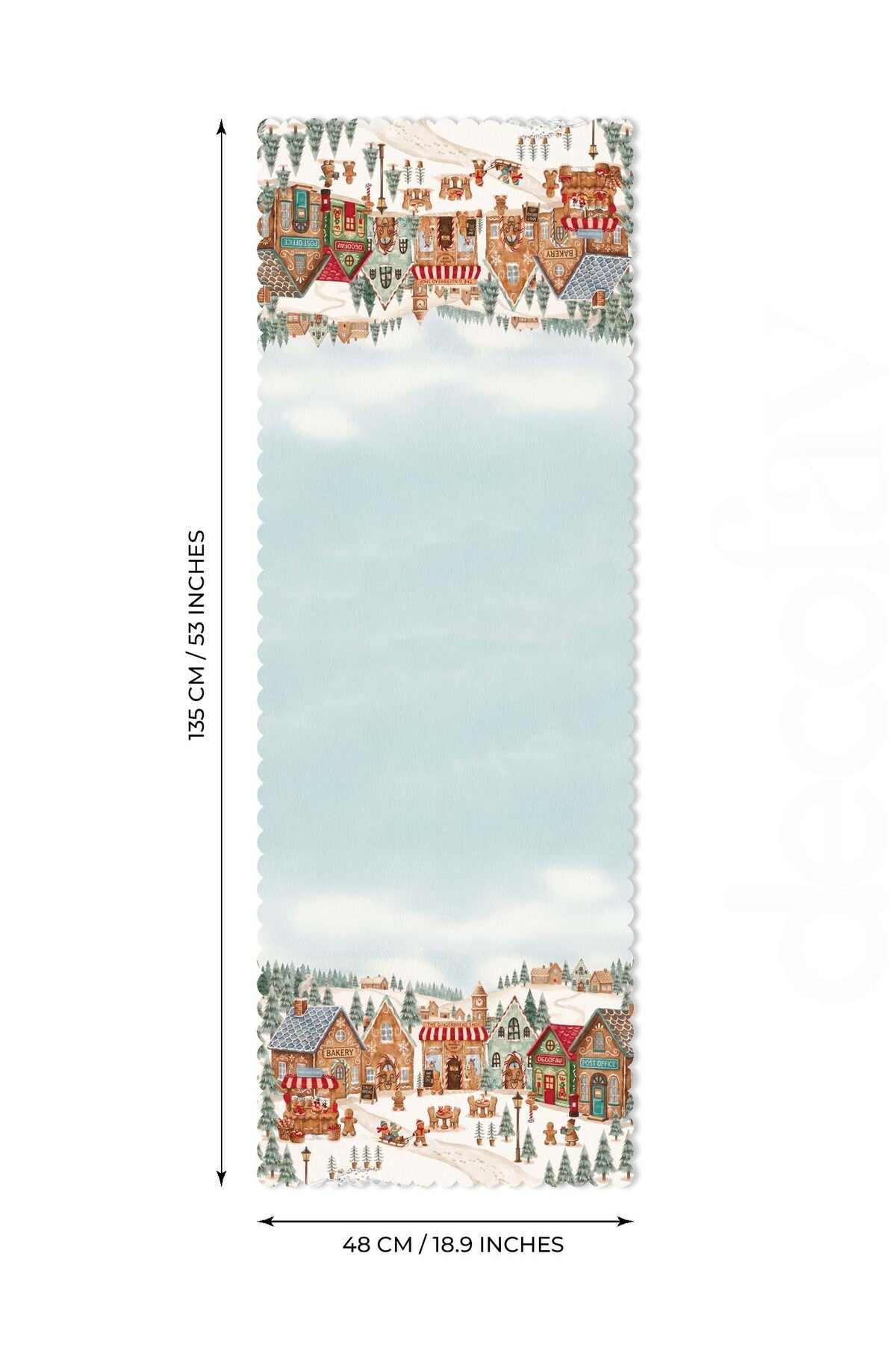 Gingerbread Village Zencefil Diyarı Lazer Kesim Runner - 48x135cm