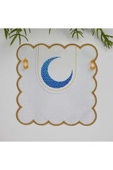 Mavi Hilal ve İslami Motif Desenli Nakış Kenar Kokteyl Peçetesi 1 Adet