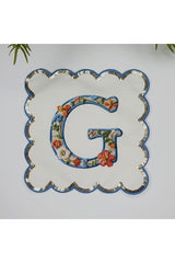 Letter G Embroidery and Sequin Edge Cocktail Napkin Washable 1 Piece