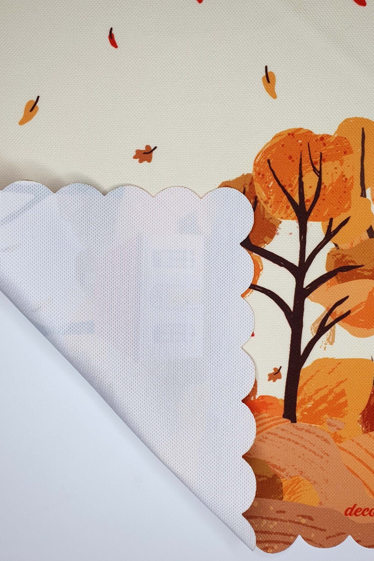 Sonbahar Ev Manzarası Turuncu Tonlu Lazer Kesim Fırın Örtüsü 43x55cm