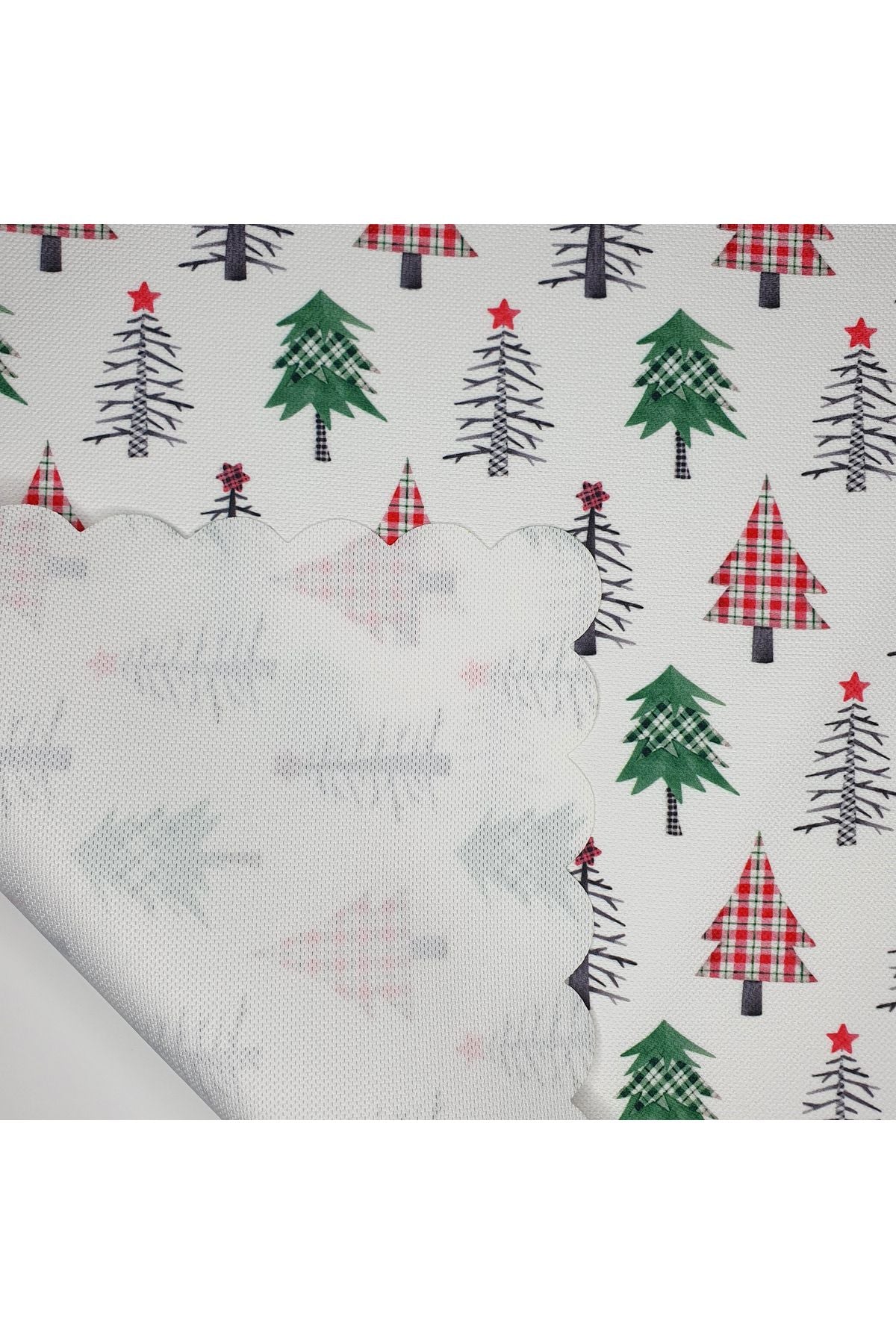 Patchwork Stili Çam Ağaçları Yılbaşı Konsept Tasarım Lazer Kesim Fırın Örtüsü