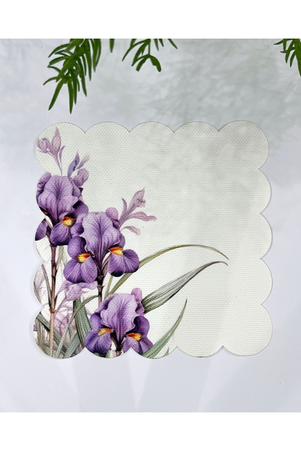 Lila Tropik Çiçek Kumaş Kokteyl Peçetesi Yıkanabilir Lazer Kesimli