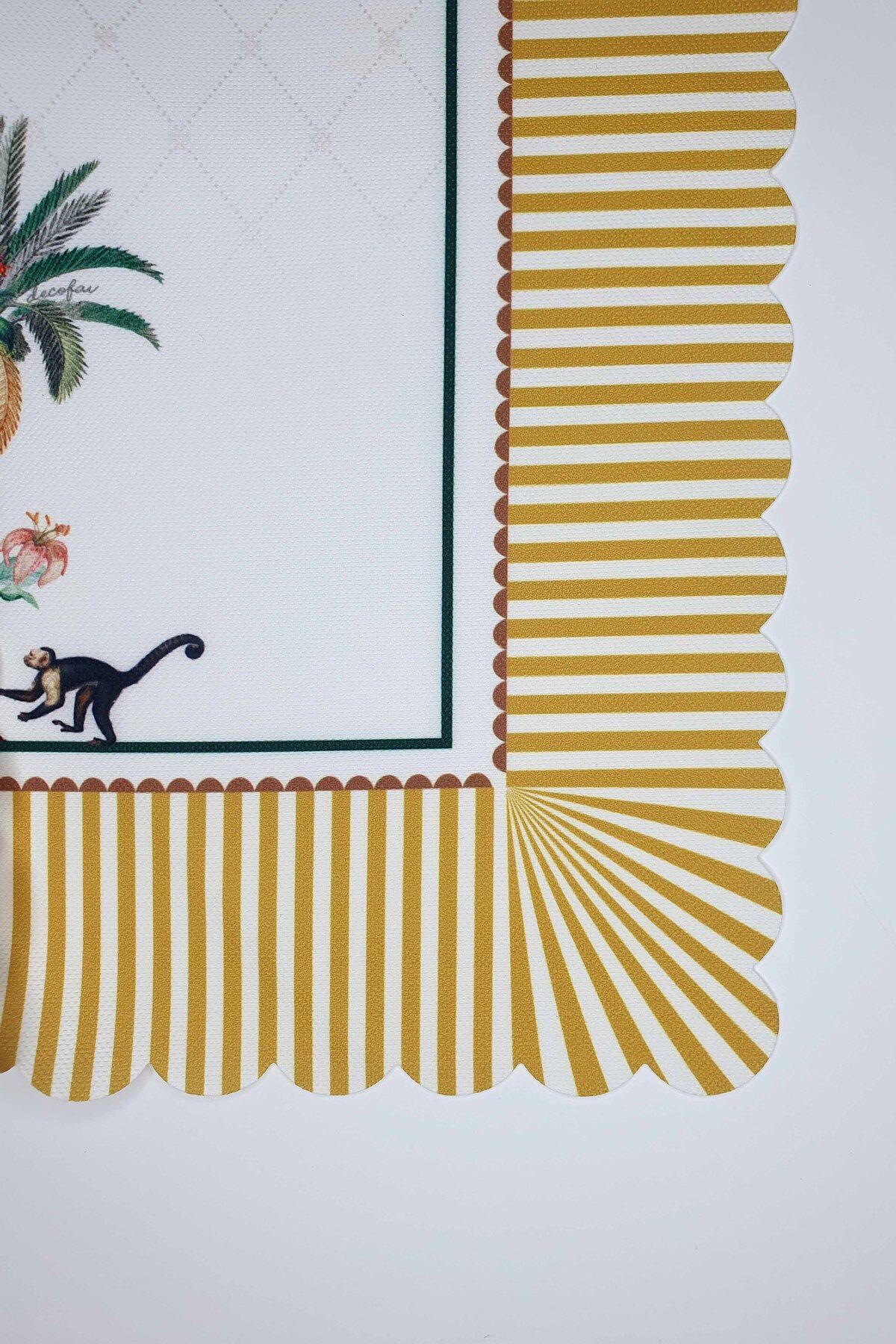 Zarif Dekoratif Kenar Palmiye Ağacı ve Maymun Tasarım Lazer Kesim Dikişsiz Fırın Örtüsü - 40x52cm