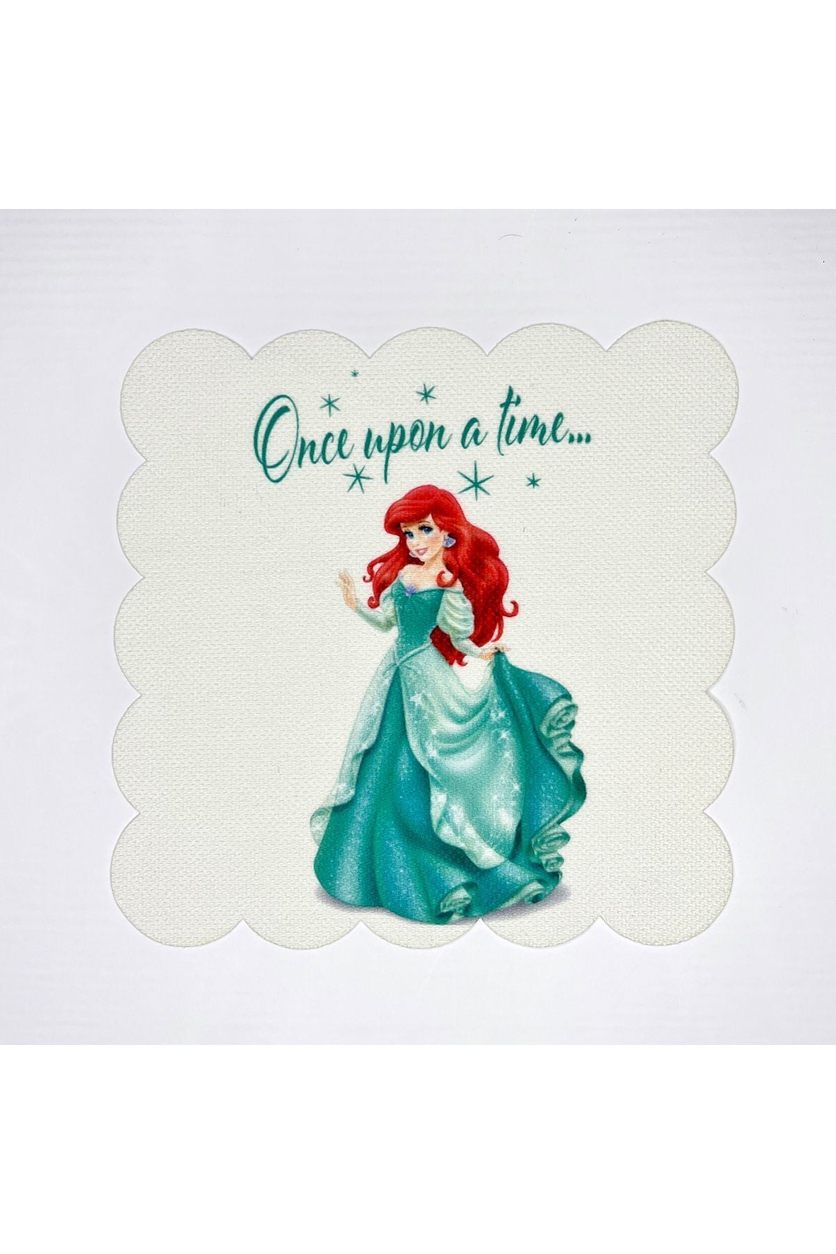 Turkuaz Elbiseli Prensen Desenli Dijital Baskılı Kokteyl Peçetesi Yıkanabilir Lazer Kesimli