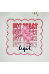 Not Today Aşk Temalı Melek Tasarımlı Nakış Kenar Kumaş Kokteyl Peçetesi 1 Adet