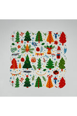Decorative Christmas Tree Patterned Digitally Printed Cocktail Napkin Washable
