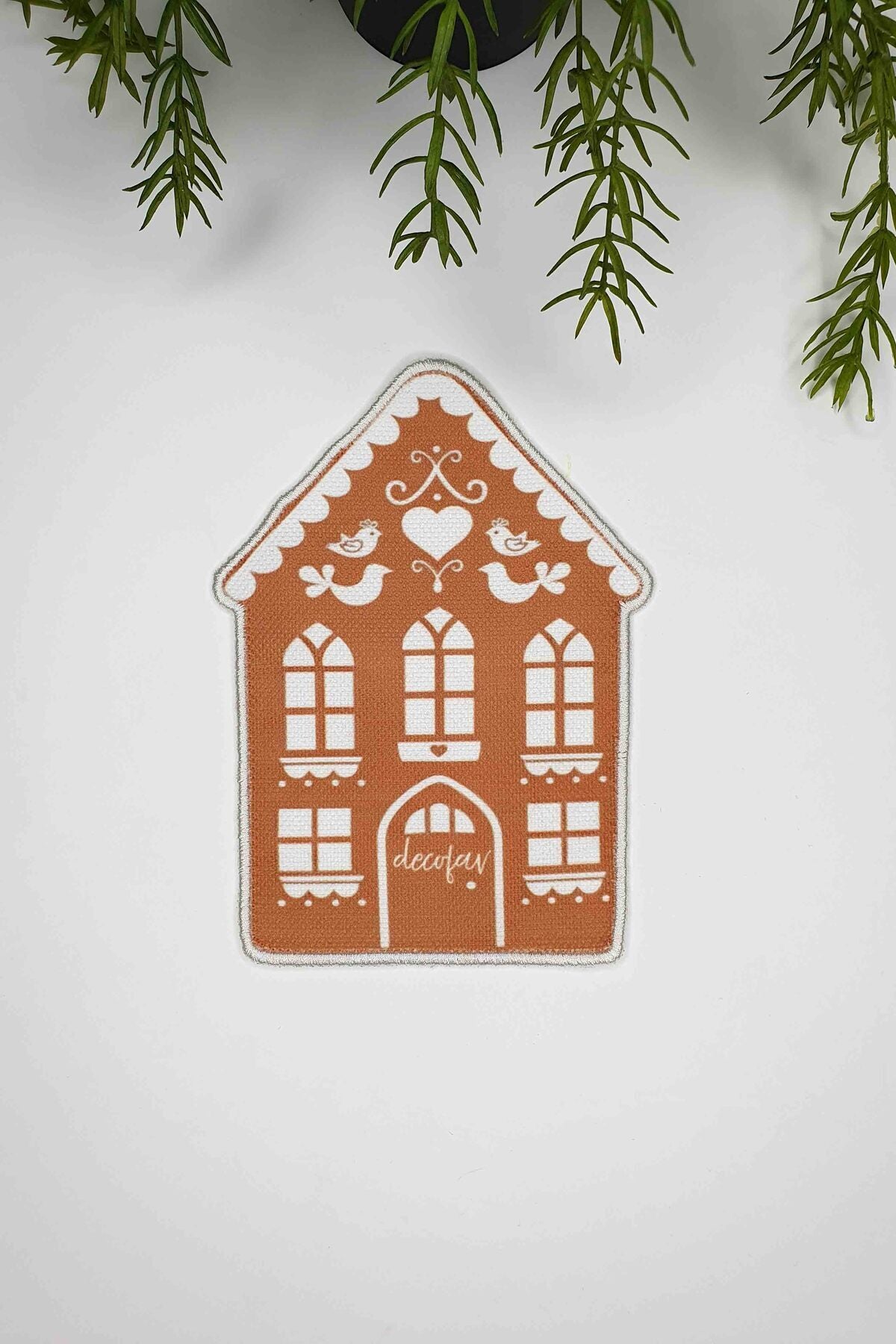 Ev Form Kalpli Zencefilli Kurabiye Evi Nakış Kenar Kokteyl Peçetesi 1 Adet