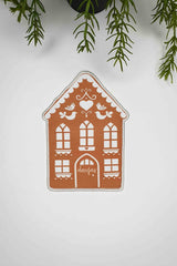 Ev Form Kalpli Zencefilli Kurabiye Evi Nakış Kenar Kokteyl Peçetesi 1 Adet