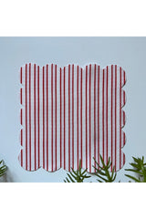 Kırmızı Pembe Çizgi Desenli Dijital Baskılı, Kenarı Lazer Kesim Dekoratif Kokteyl Peçeteleri