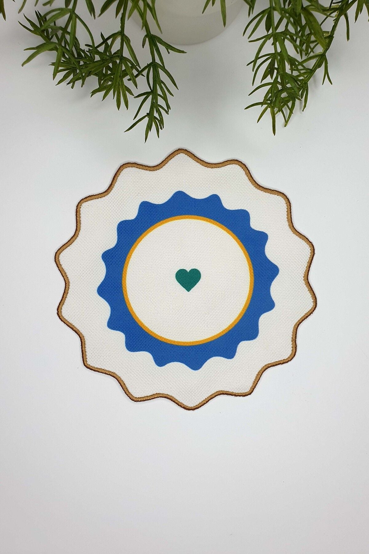 2'li Heart Pop Renkli Kalpli Nakış Kenar Kokteyl Peçeteleri 2 Adet